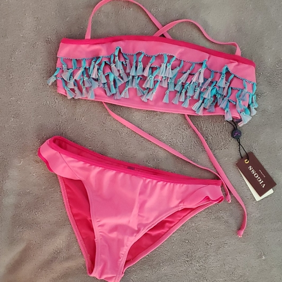 Pink Vigoss Blue tassel Bikini - Picture 1 of 3